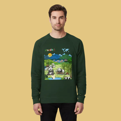 Panda Kingdom Crewneck Sweatshirt — Scenic Bamboo Forest Graphic