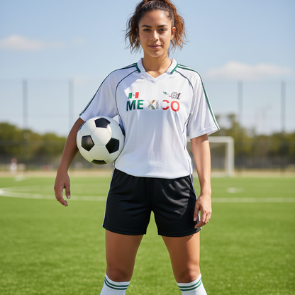 Mexico Flag Themed Graphic Stripe Collared Soccer Jersey