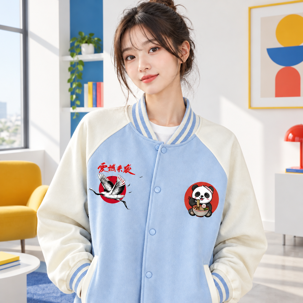 Foodie Enthusiast Graphic Two Tone Raglan Sleeve Varsity Unisex  Jacket