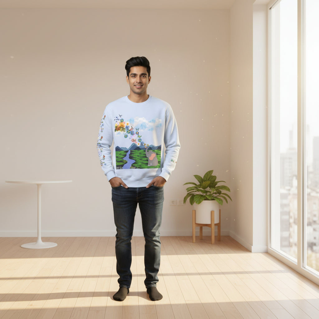 ElephantUnisex Sweatshirt, Handcrafted Space Design Comfy Pullover, Celestial Print Printify
