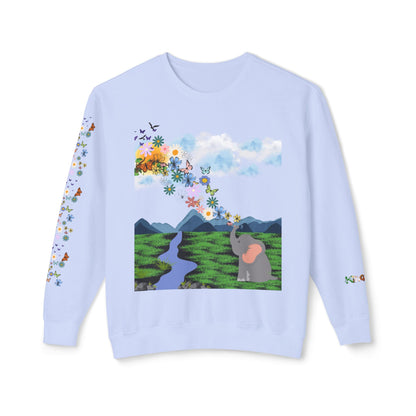 ElephantUnisex Sweatshirt, Handcrafted Space Design Comfy Pullover, Celestial Print