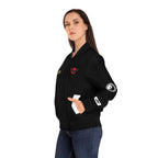 Skull Flames "Loner" Women's Bomber Jacket — Gothic Punk Graphic Outerwear Printify