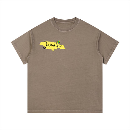 Jamaican Flag Themed Unisex Graphic Vintage Wash Cotton T-Shirt
