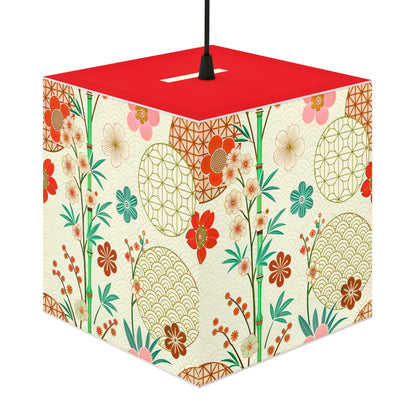 Japanese Floral Cube Lamp — Vintage Sakura Pattern Light Cube