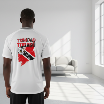Unisex Trinidad Flag Themed Graphic Striped V-Neck Soccer Jersey