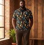 Safari Mask & Gecko Polo Shirt — Tropical Tribal Print Polo