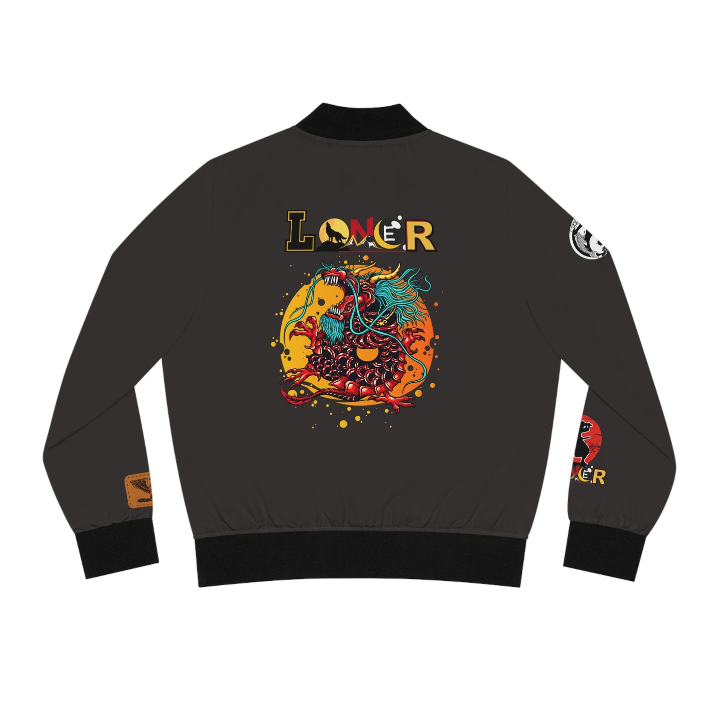 Women's Bomber Jacket, Mythical All Over Design, Zip Up Outerwear for Her, Lightweight Coat Gift, Stylish Ladies Fashion,