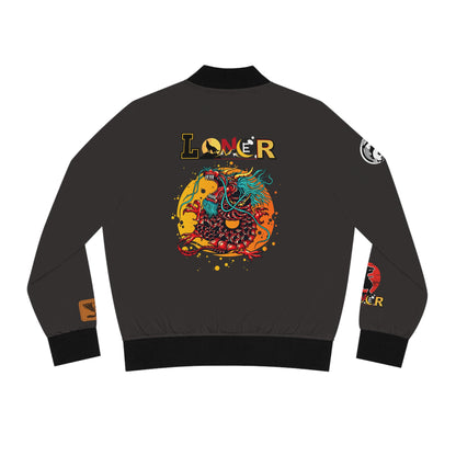 Women's Bomber Jacket, Mythical All Over Design, Zip Up Outerwear for Her, Lightweight Coat Gift, Stylish Ladies Fashion,