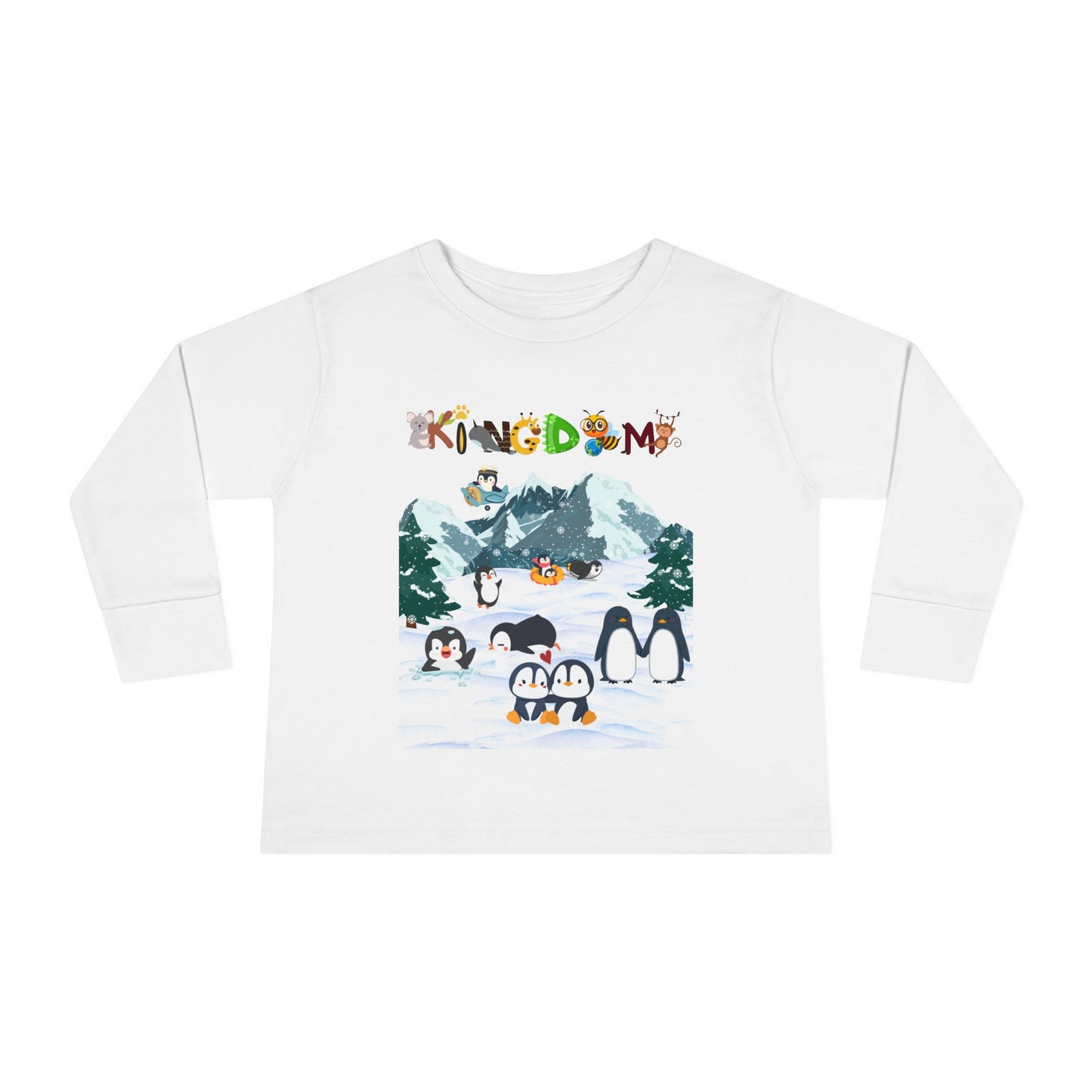Graphic Penguin Toddler Long Sleeve Tee - Cute Animal Print Shirt for Kids, Winter Theme