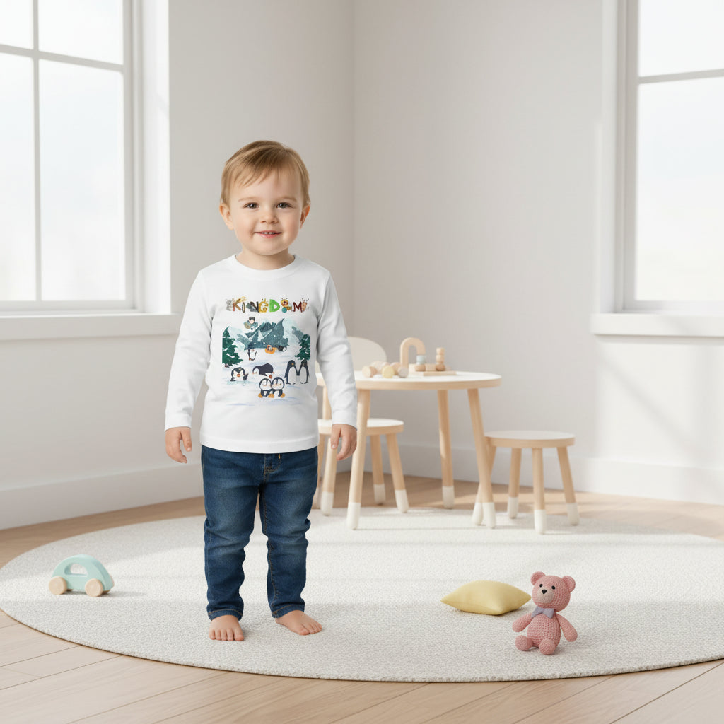 Graphic Penguin Toddler Long Sleeve Tee - Cute Animal Print Shirt for Kids, Winter Theme Printify