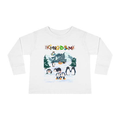 Graphic Penguin Toddler Long Sleeve Tee - Cute Animal Print Shirt for Kids, Winter Theme