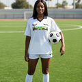 Unisex Soccer Jersey Featuring a Jamaican Flag-Inspired Design with Contrast Collar and Striped Pattern ODMPOD