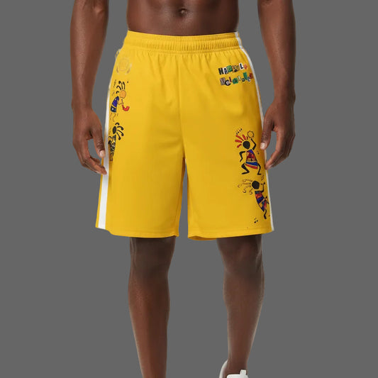 Ethnic Music Cartoon Men's Jogger Shorts - Happily Celebrating Heritage