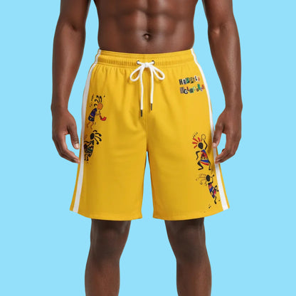 Ethnic Music Cartoon Men's Jogger Shorts - Happily Celebrating Heritage