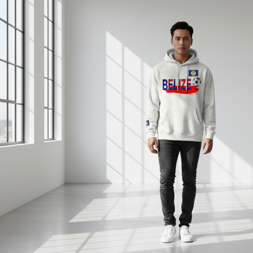 Belize Flag Themed Graphic Oversize Fleeced Unisex  Hoodie