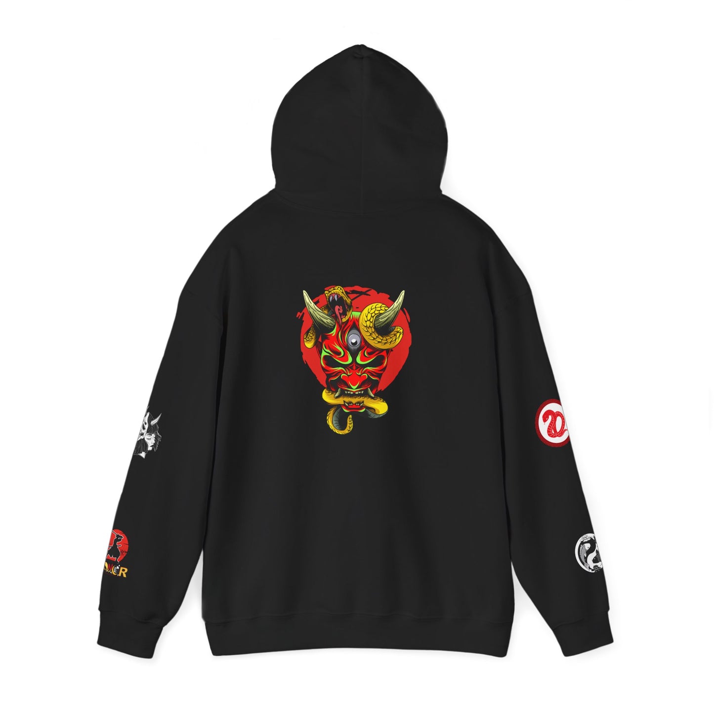 Samurai Menpo Art Hoodie, Japanese Ninja Graphic Unisex Sweatshirt, Warrior Theme Pullover