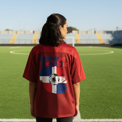 Dominican Republic Oversized Mesh V-Neck Soccer Jersey