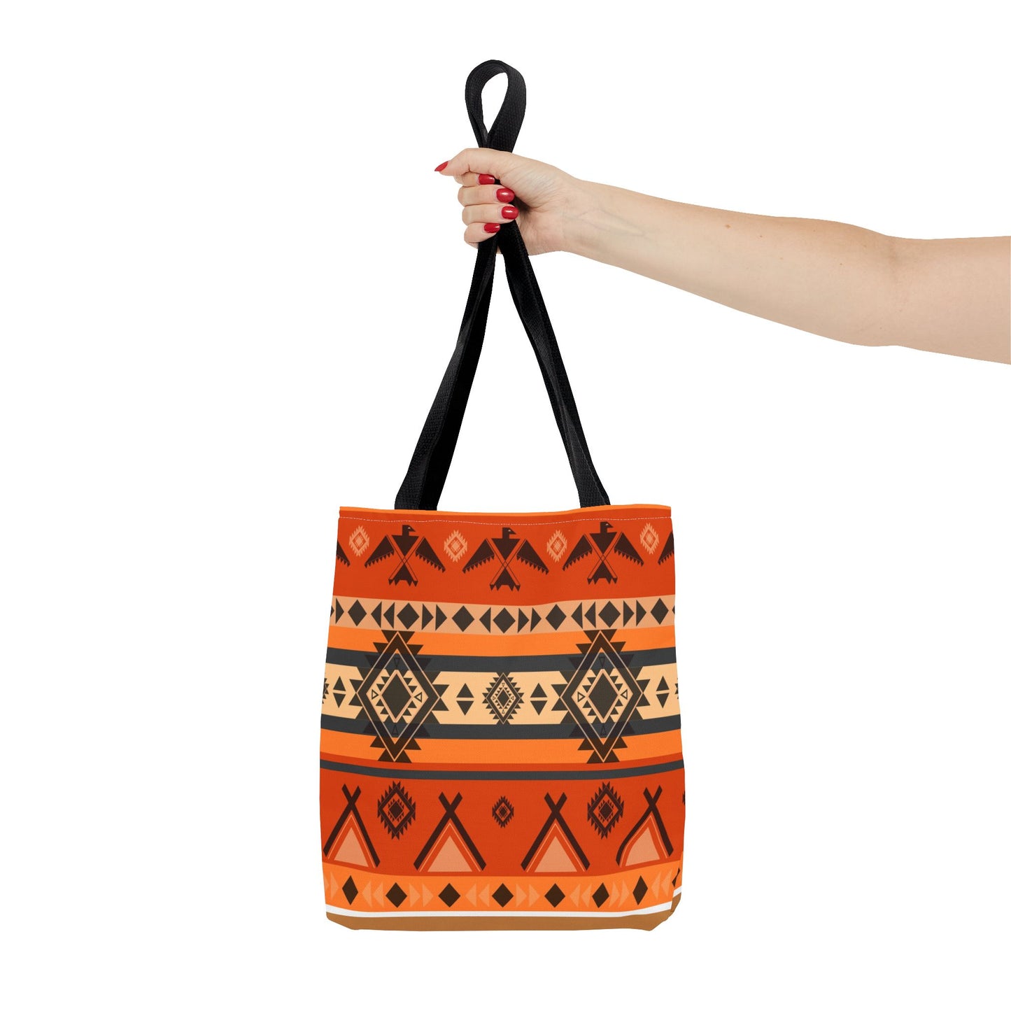 Southwestern Aztec Pattern Tote Bag — Orange Tribal All-Over Print
