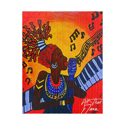 Colorful Jazz Singer Puzzle - Multiple Sizes- Artistic Jigsaw for Music Lovers