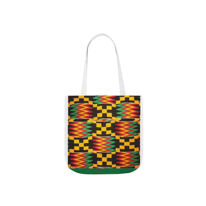 Kente Pattern Canvas Tote Bag — Vibrant African Print Market Tote
