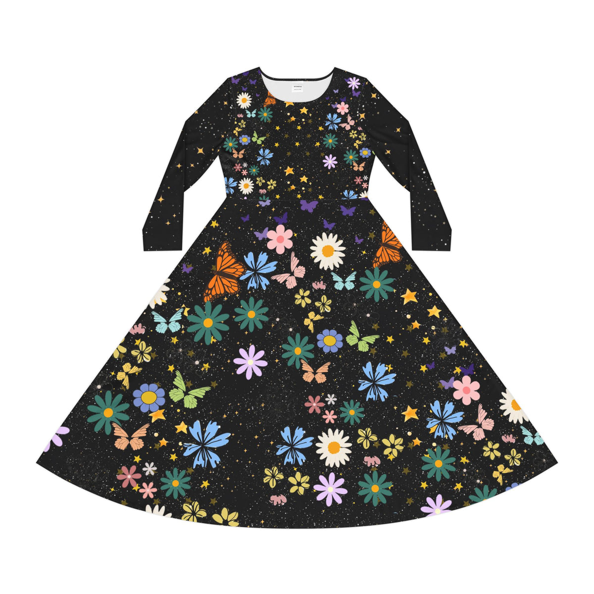Celestial Floral Long Sleeve Dance Dress - Perfect for Parties, Events, Spring Celebrations Printify
