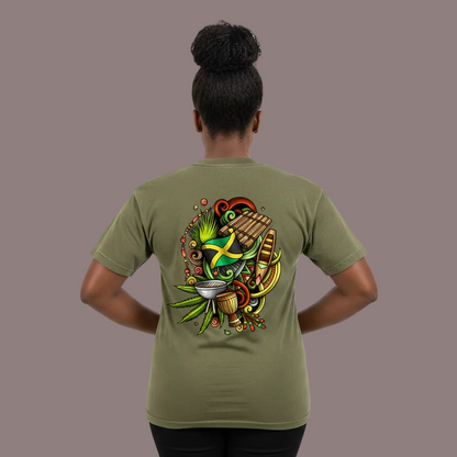 Jamaica Flag Themed Graphic Vintage Wash Cotton Unisex T-Shirt