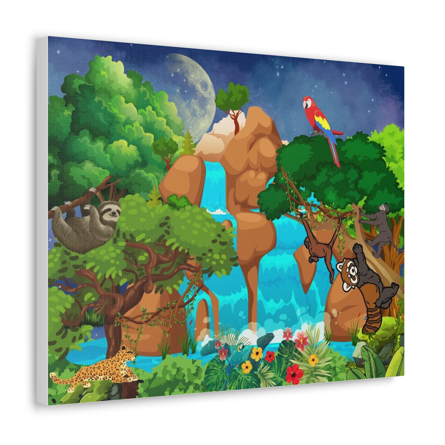 Canvas Gallery Wraps, Jungle Animals Cheetah Monkeys Wall Art, Kids Decor