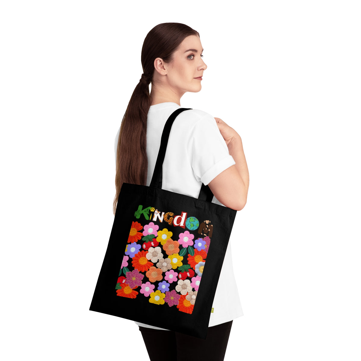 Kindness Floral Tote Bag – Colorful Organic Cotton Market Bag Printify