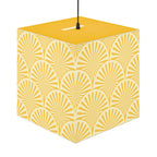 Yellow Art Deco Cube Lamp — Geometric Pattern Pendant Light Printify