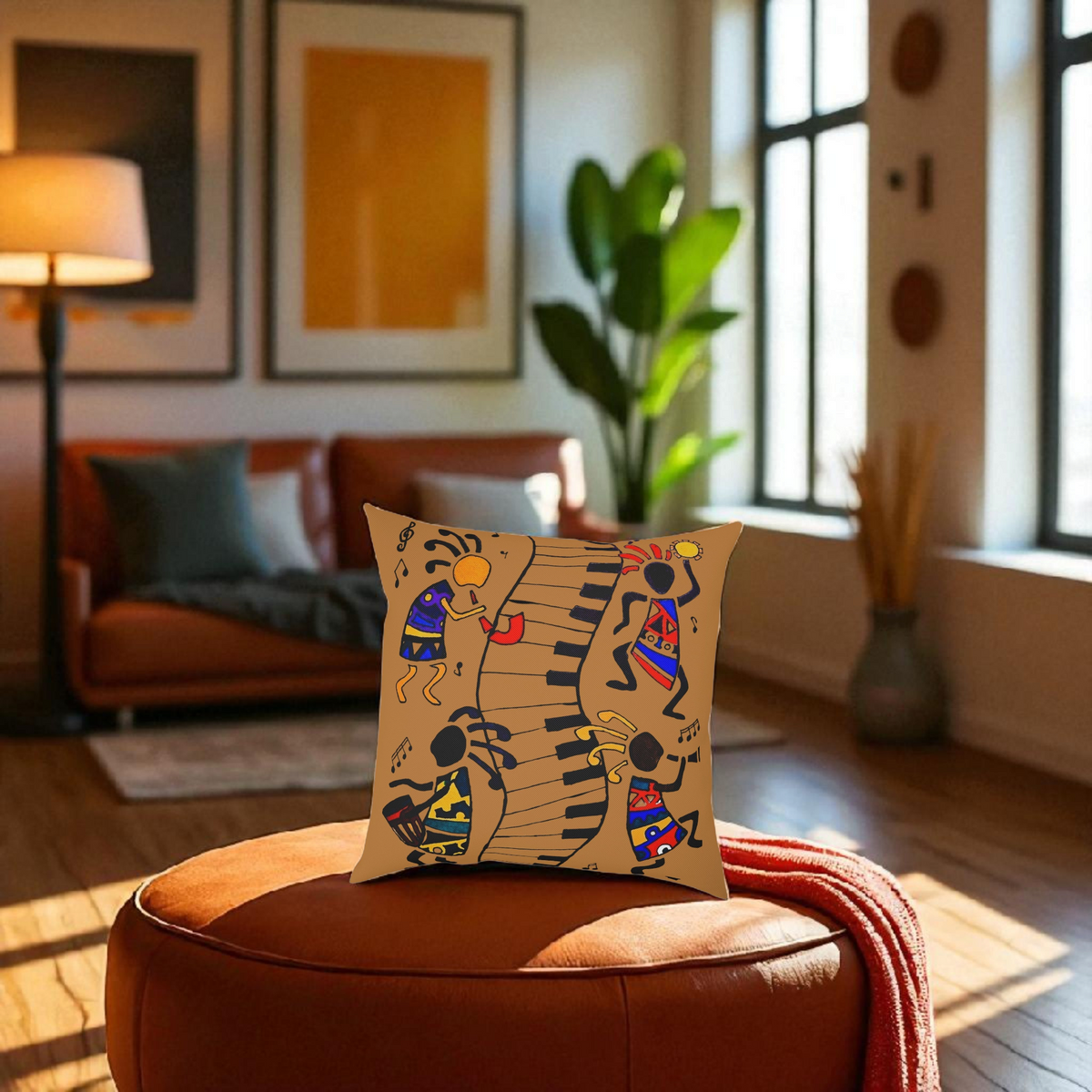 Musical Vibrations Cushion - Colorful Art for Home Decor Printify
