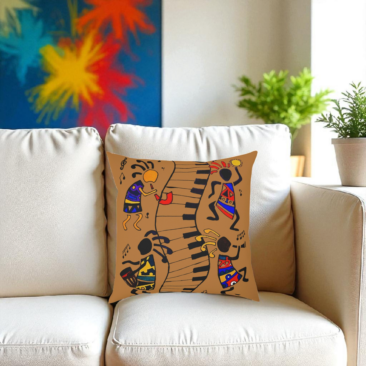 Musical Vibrations Cushion - Colorful Art for Home Decor Printify
