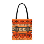 Southwestern Aztec Pattern Tote Bag — Orange Tribal All-Over Print