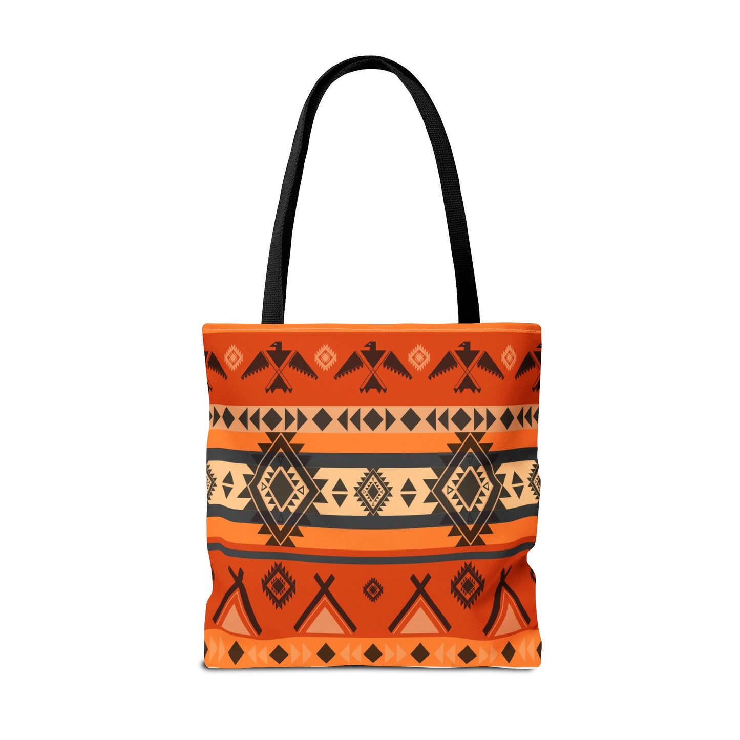 Southwestern Aztec Pattern Tote Bag — Orange Tribal All-Over Print