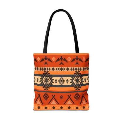 Southwestern Aztec Pattern Tote Bag — Orange Tribal All-Over Print