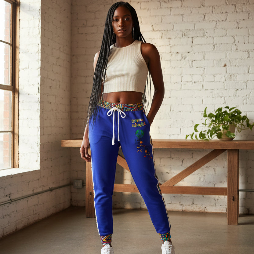 Afro Music Cartoon Art Athletic Joggers, Unisex Sweatpants, African Dance Jogging Pants