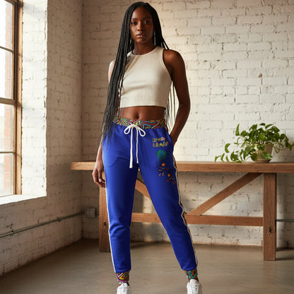 Afro Music Cartoon Art Athletic Joggers, Unisex Sweatpants, African Dance Jogging Pants