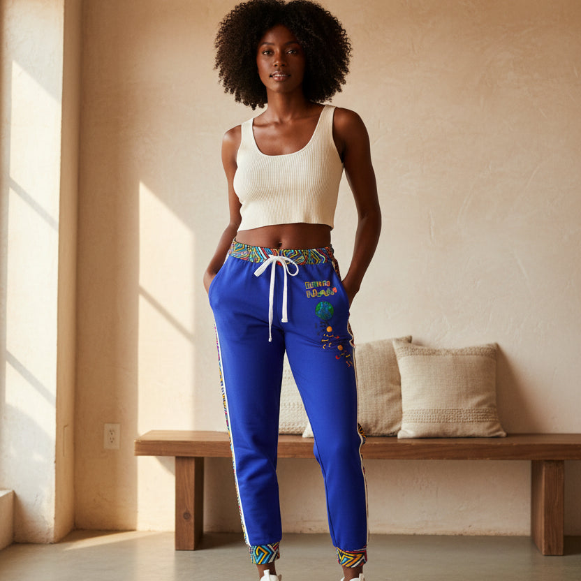 Afro Music Cartoon Art Athletic Joggers, Unisex Sweatpants, African Dance Jogging Pants