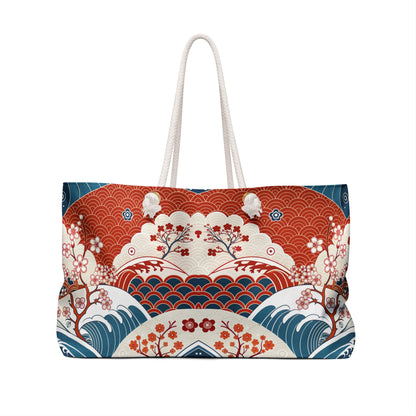 Stylish Weekender Bag with Floral Wave Design | Perfect for Travel