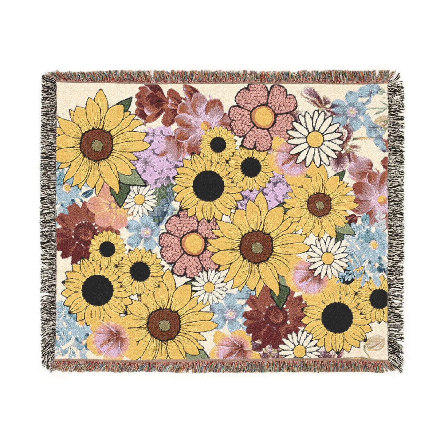 Sunflower Woven Throw Blanket — Cozy Floral Tapestry for Living Room & Gift