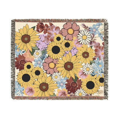 Sunflower Woven Throw Blanket — Cozy Floral Tapestry for Living Room & Gift