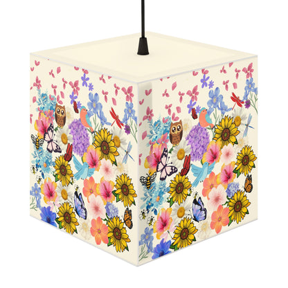 Floral Meadow Cube Lamp — Sunflower & Butterfly Decorative Light