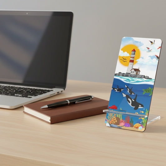 Phone Stand — Coastal Lighthouse & Orcas Mobile Display Stand