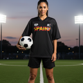 Spain Flag-Inspired Graphic Mesh V-Neck Soccer Jersey ODMPOD