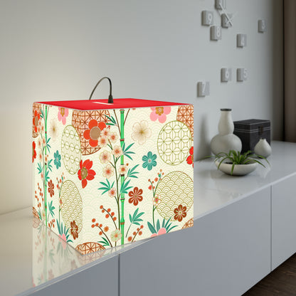 Japanese Floral Cube Lamp — Vintage Sakura Pattern Light Cube