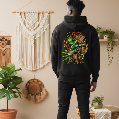 Jamaica Flag Themed Graphic Oversize Fleeced Unisex Hoodie