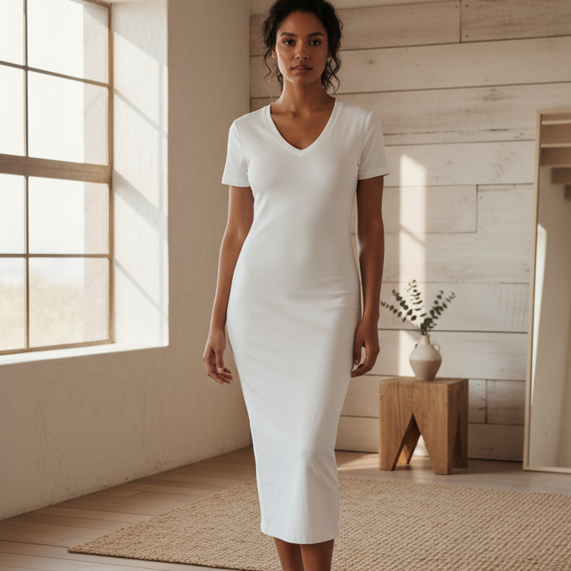 Women's V-Neck Short Sleeve Long Maxi Dress