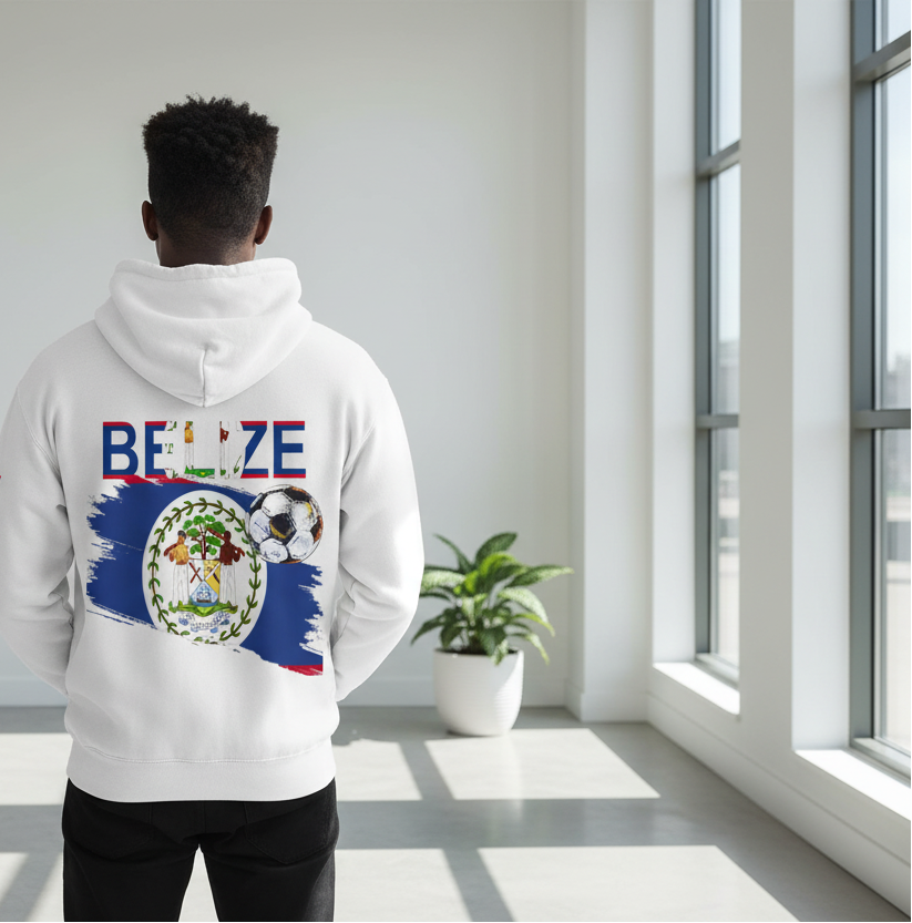 Belize Flag Themed Graphic Oversize Fleeced Unisex  Hoodie