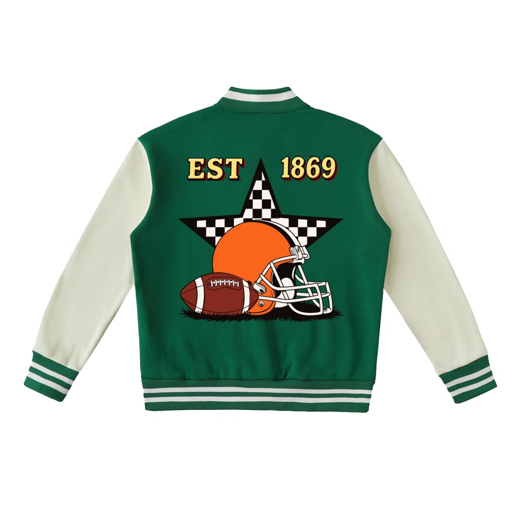 Football Fan Graphic Unisex Two-Tone Fleeced Varsity Jacket