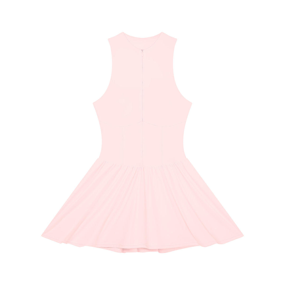 Sleeveless Full-Zip Summer Dress with Ruched Detailing for Women