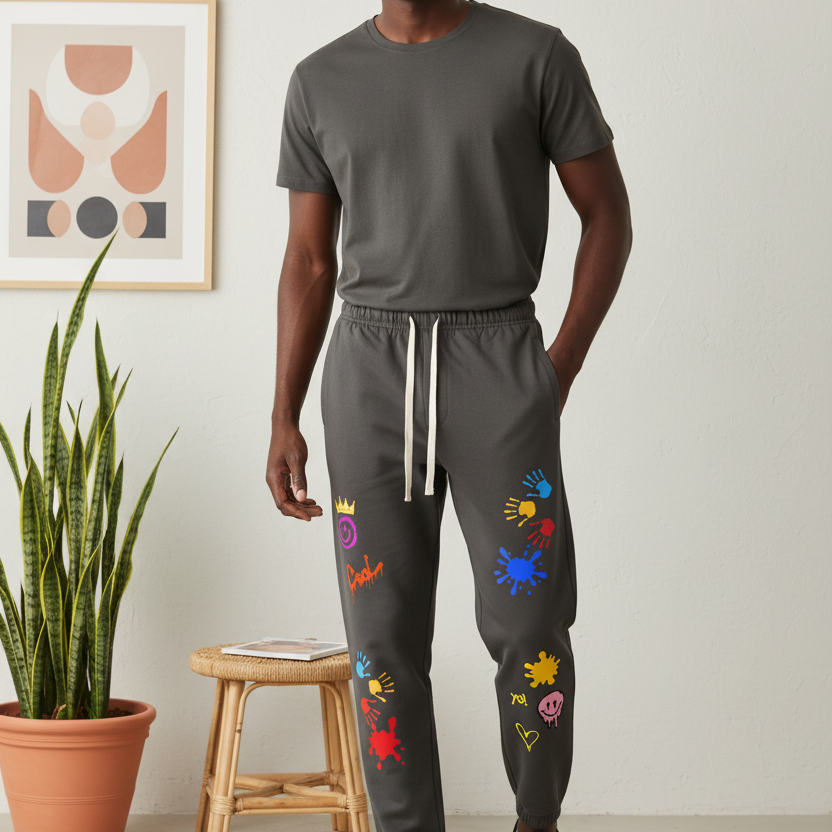 Colorful Graphic Unisex Essential Heavyweight Cotton Sweatpants